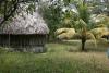 We walk past a peaceful, bucolic scene with a Maya family home